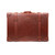 Back view of leather suitcase in chestnut.