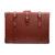 Front view of leather suitcase in chestnut.