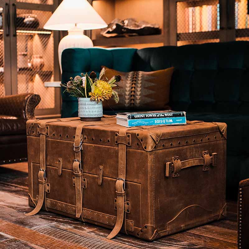 Our leather trunks are made from the strongest, most water-resistant cowhide fibers split into two sections - a strong one with grain and a weaker one without - and lined with tough pigskin that is more durable than cowskin.