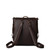 16 inch leather drawstring backpack in Dark coffee brown. Backside View