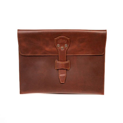 leather document holder in chestnut front