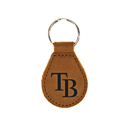 Tobacco colored leather keychain with the Tampa Bay Rays logo on the front. Made by Saddleback