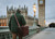 Leather luggage being carried in London.