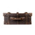 Top view of dark brown carry on suitcase.