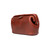Angled view of leather organizer bag with Gladstone closure