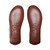 These are the bottoms of the tobacco colored sheepskin moccasins that show the slick bottom with our logo. Made by Saddleback