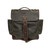 Front of the canvas backpack with the flap shut. Has 2 side pockets and a handle for easy carry. Made by Saddleback