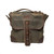 Front of the Indiana Satchel with a handle on top and a buckle to keep the bag shut. Made by Saddleback