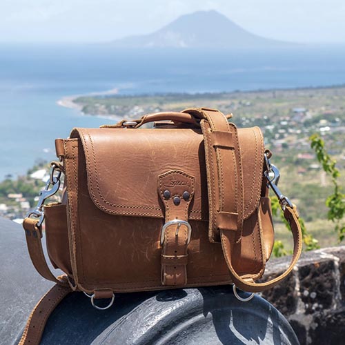 This leather satchel is perfect for any occasion and will only get better with age.