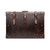 Full grain leather suitcase in dark brown.