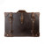 Dark brown leather luggage front view.