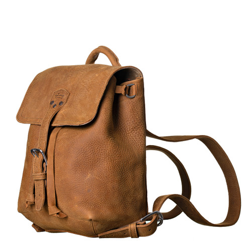 12" Tumbled Leather Drawstring Backpack