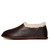 These are the dark coffee brown leather sheepskin moccasins, sideview. Made by Saddleback