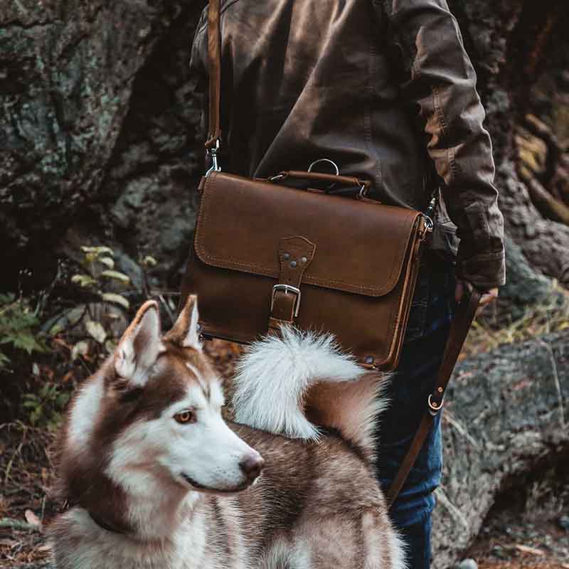 The leather briefcase can also be used as a full grain leather messenger bag or a leather backpack.