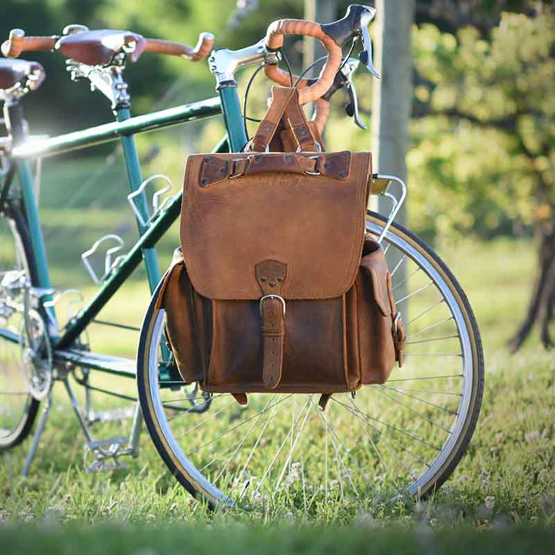 The Squared Leather Backpack has been refined over the years to be more durable, with fewer seams and perforations.