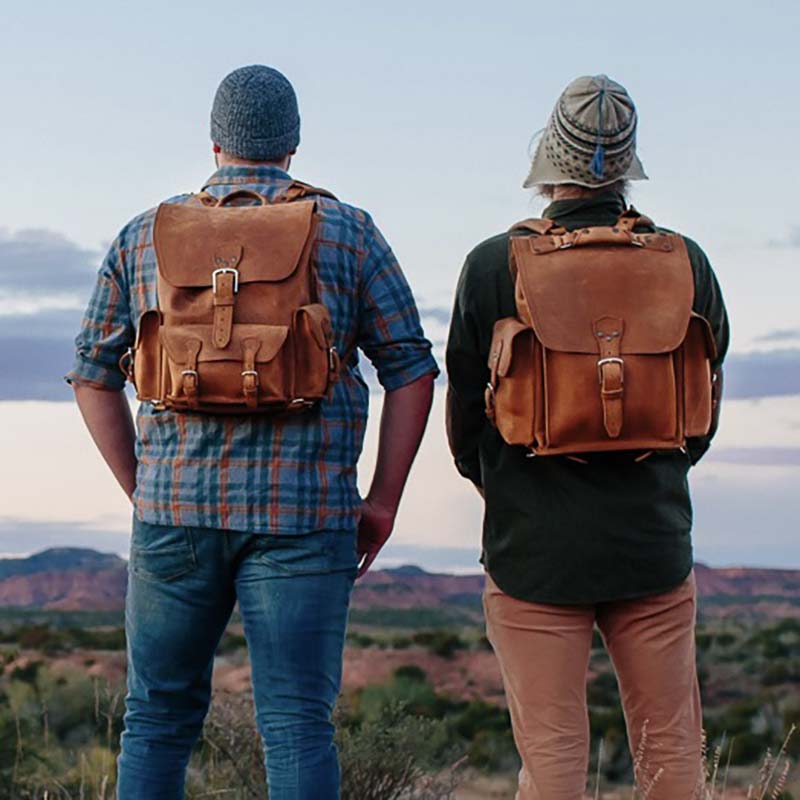 The Squared full grain Leather Backpack has been refined over the years to have fewer seams and less perforation.