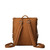 16 inch leather drawstring backpack in tobacco. Backside view