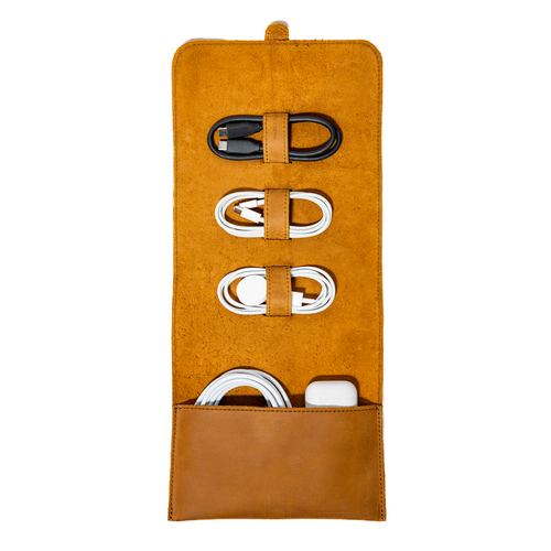 This is the tobacco leather cord organizer filled